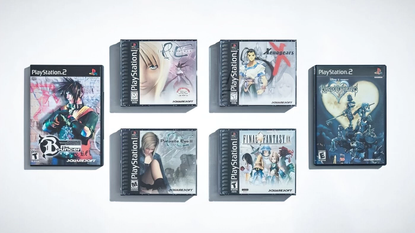 
                    Продукция Square EA охватывала широкий спектр игр: от популярных хитов, таких как Kingdom Hearts, до разочаровавшей критиков The Bouncer и любимой фанатами Xenogears. | Фотограф: Джонатан Кастильо.                