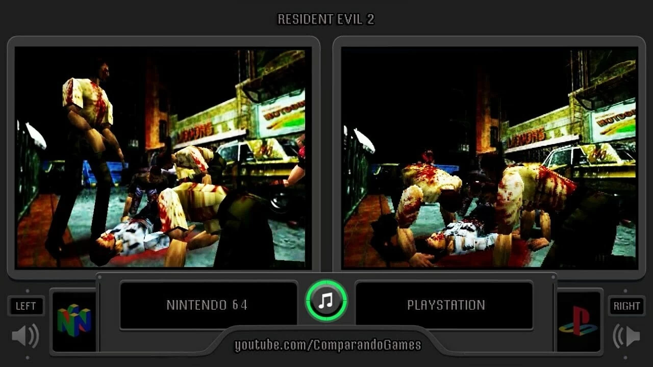Сравнение Resident Evil 2 для Nintendo 64 с версией для PlayStation